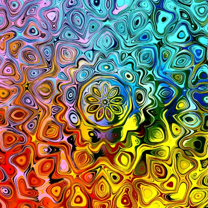 Kaleidoscopic mandala in every color of the spectrum